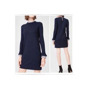 Club Monaco 100% Wool Long Sleeve Navy Dress Extra Small